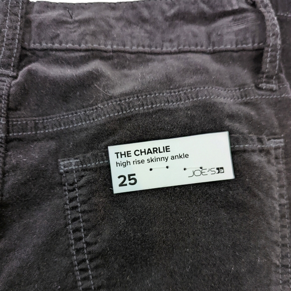 Joe's Jeans Black Velvet Jeans Charlie High Rise Skinny Ankle Pants Women 25 NWT - Picture 8 of 11